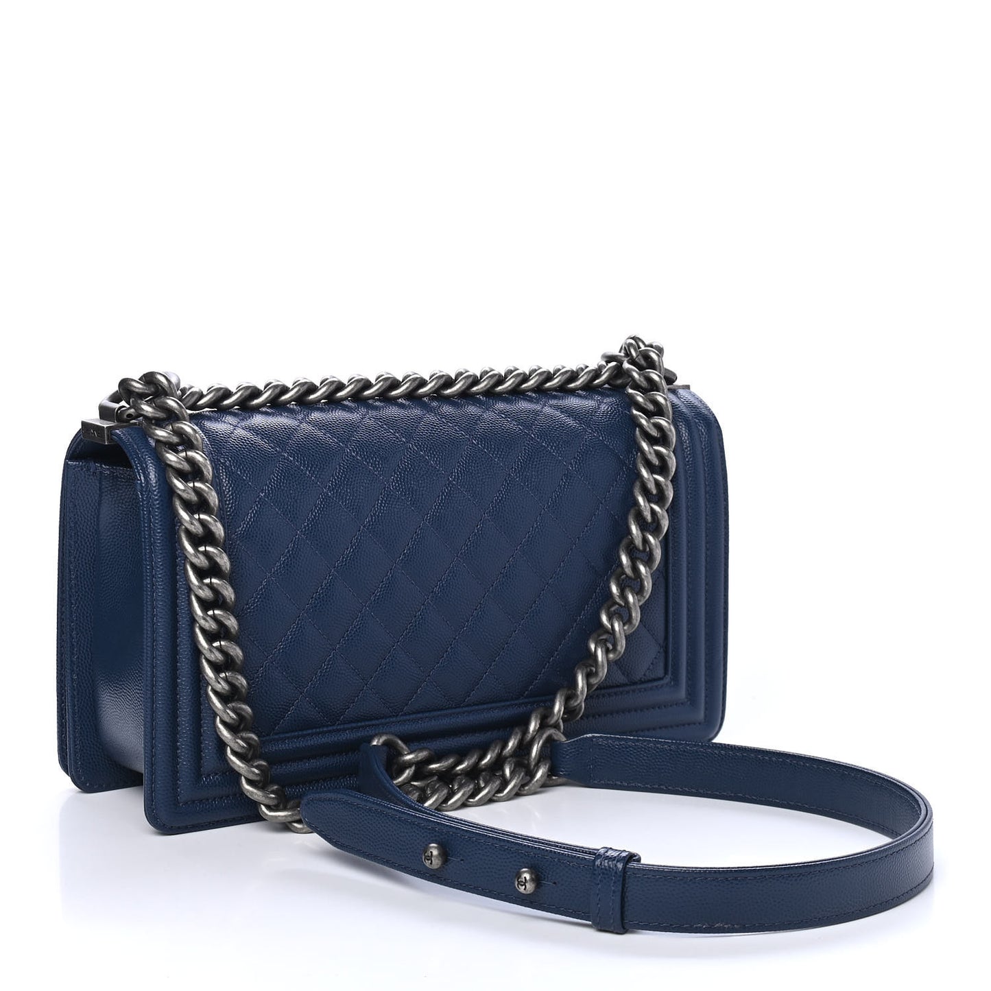 Caviar Quilted Medium Boy Flap Blue
