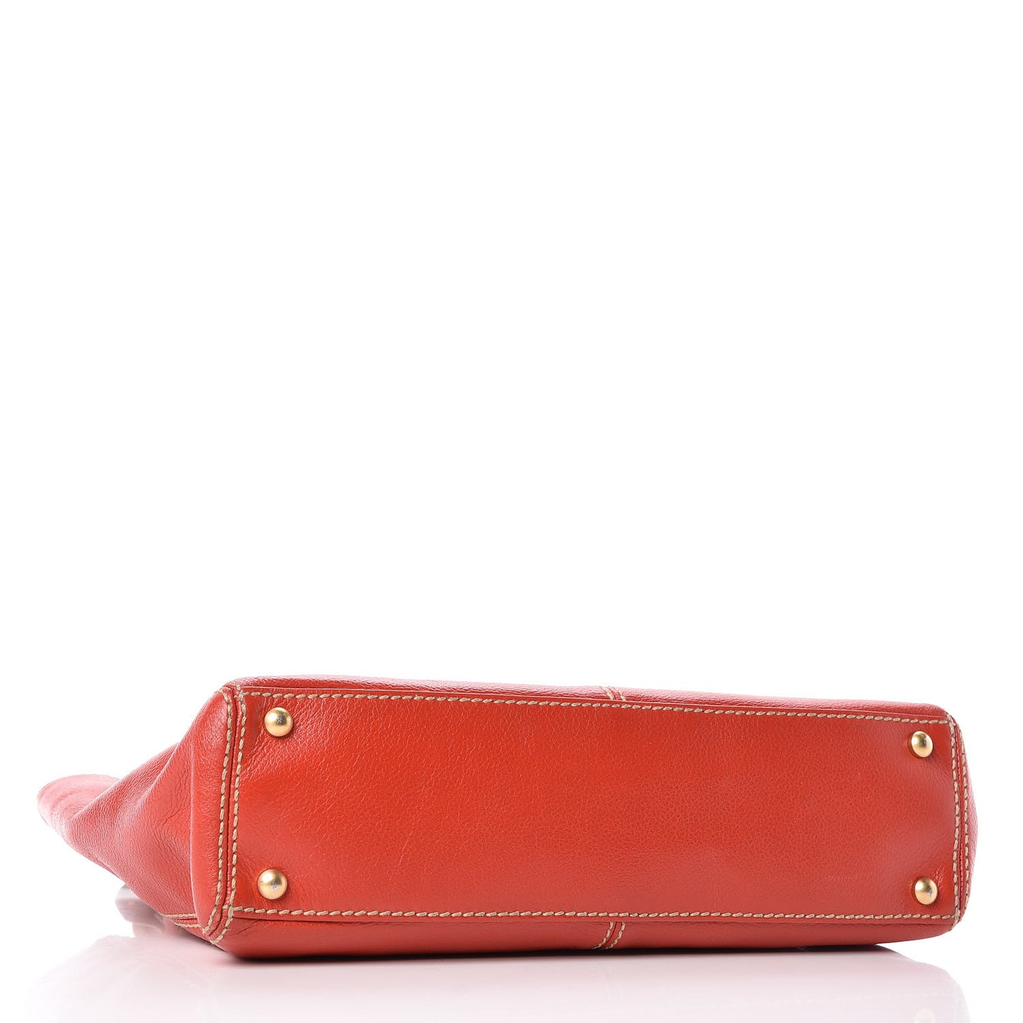 Calfskin Wood Chain Tote Red