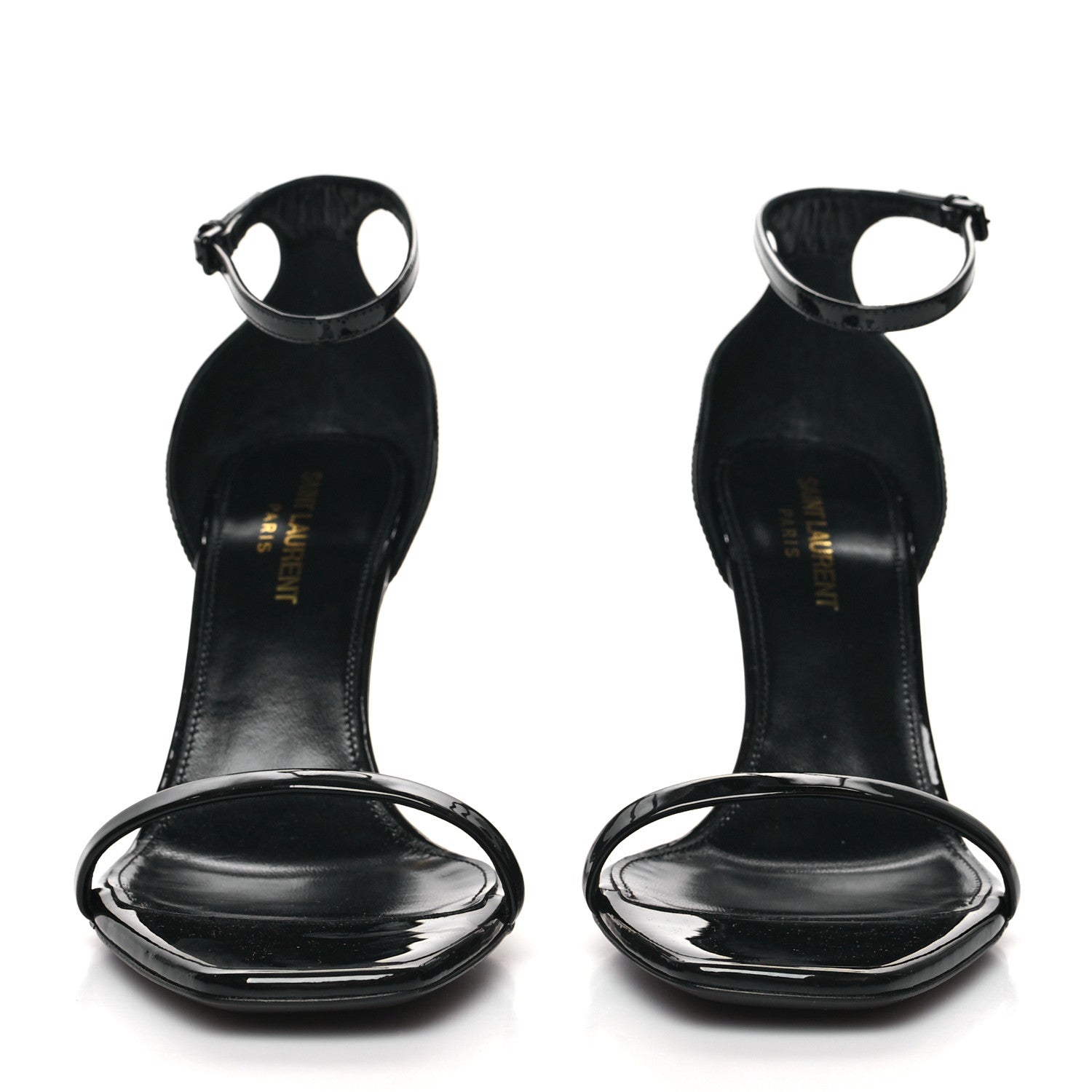 Saint Laurent Patent Calfskin Opyum 85 Sandals 37.5 Black Gold 2 of 9