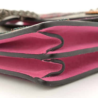 Gucci GG Supreme Monogram Suede Pierced Heart Embroidered Medium Dionysus Shoulder Bag Beige Ebony Pink Tropical Flower 11 of 16