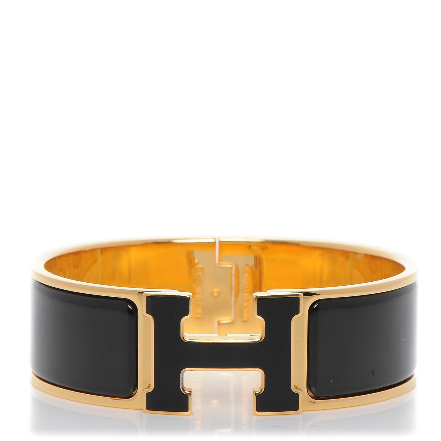 Enamel Wide Clic Clac H Bracelet GM Black