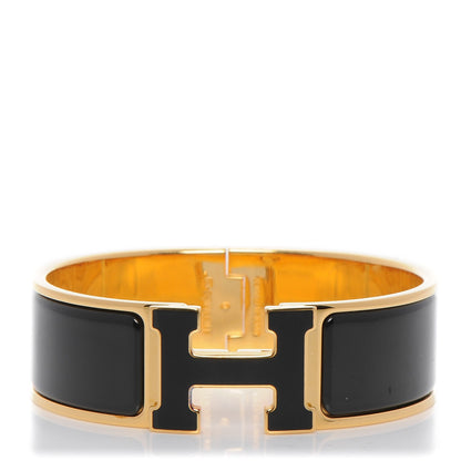 Hermes Enamel Wide Clic Clac H Bracelet GM Black 1 of 4