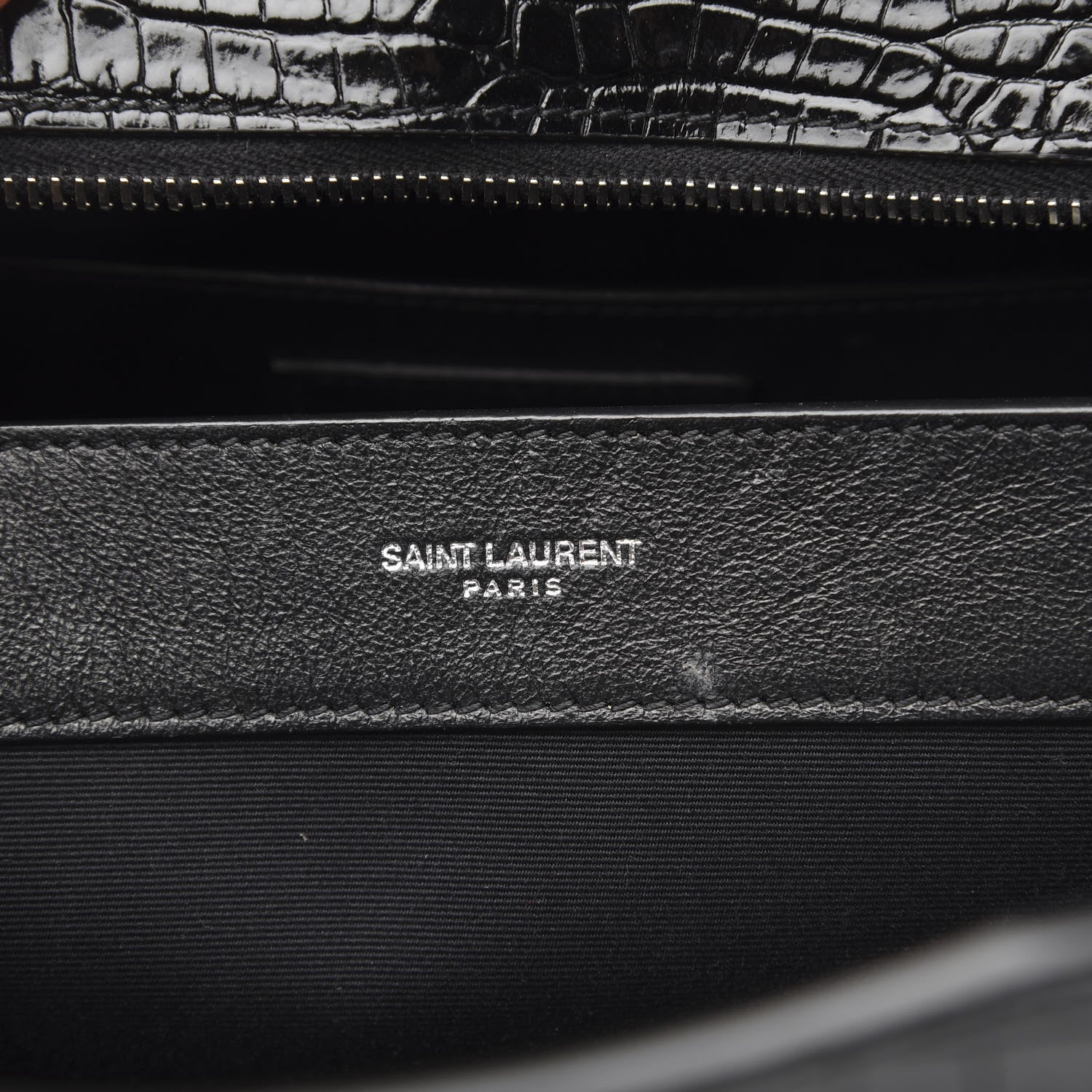 Saint Laurent Croc Calfskin Embossed Medium Uptown Tote Black 6 of 10
