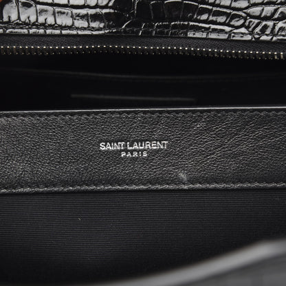 Saint Laurent Croc Calfskin Embossed Medium Uptown Tote Black 6 of 10