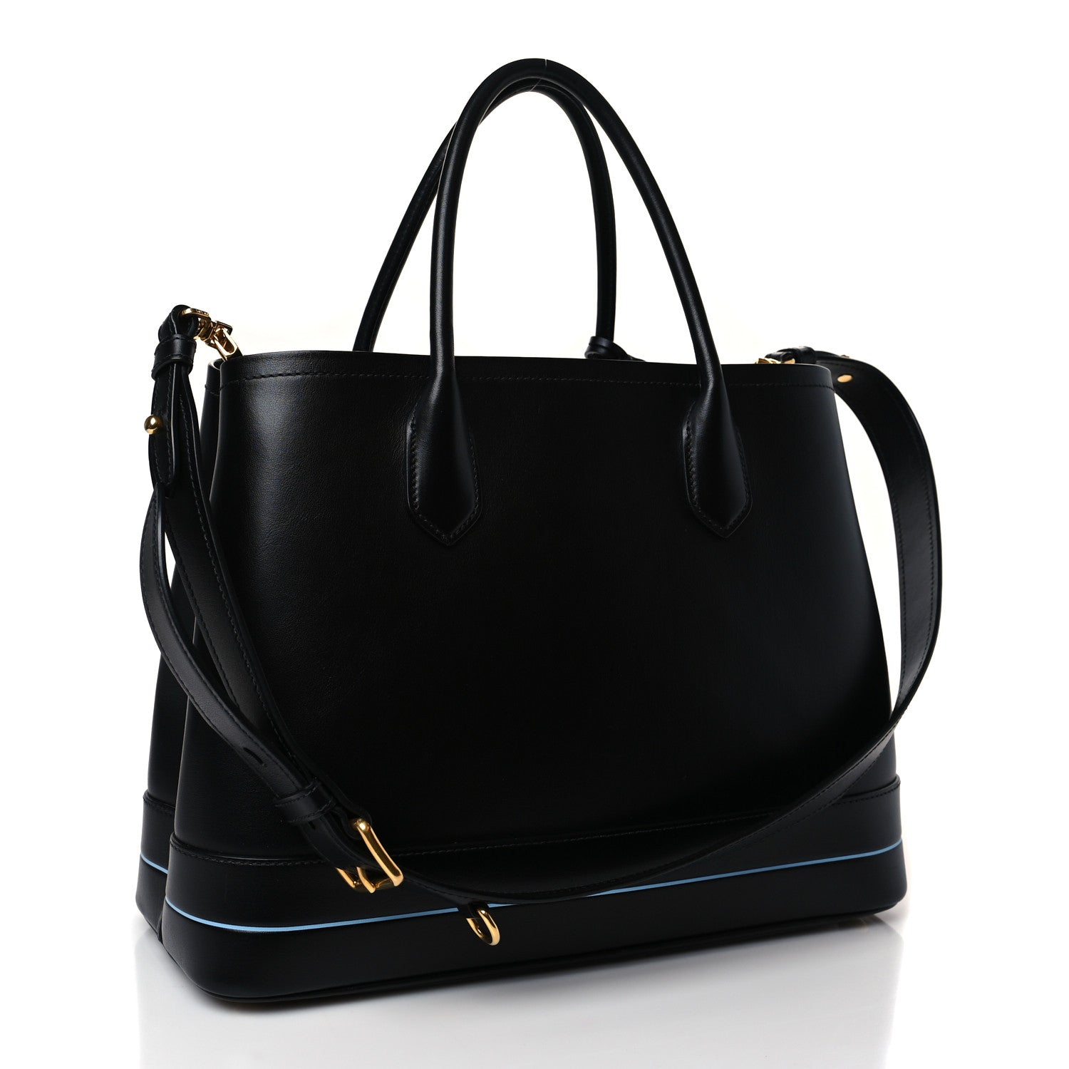 Prada City Calfskin Cuir Medium Mirage Double Bag Black 2 of 7