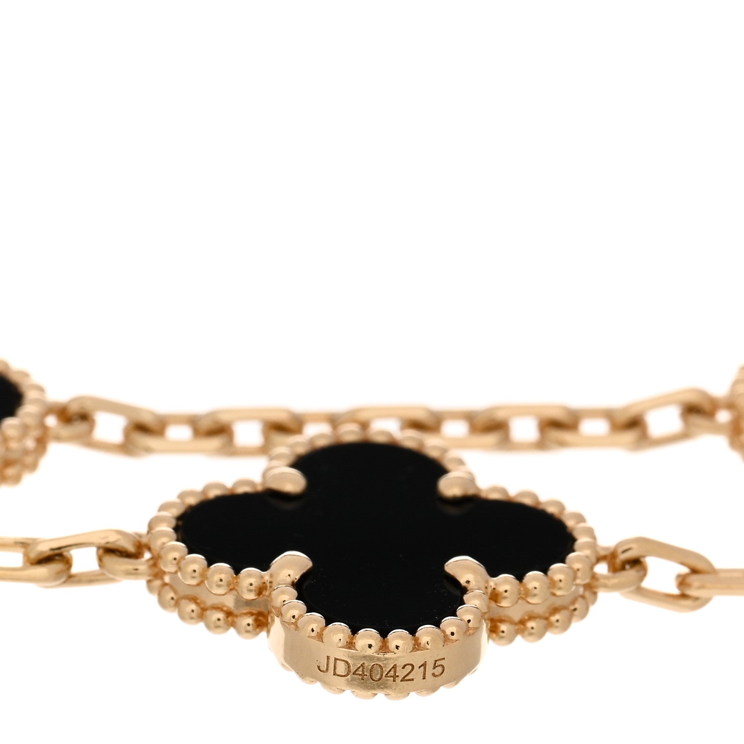 Van Cleef & Arpels 18K Yellow Gold Black Onyx 5 Motifs Vintage Alhambra Bracelet 4 of 4