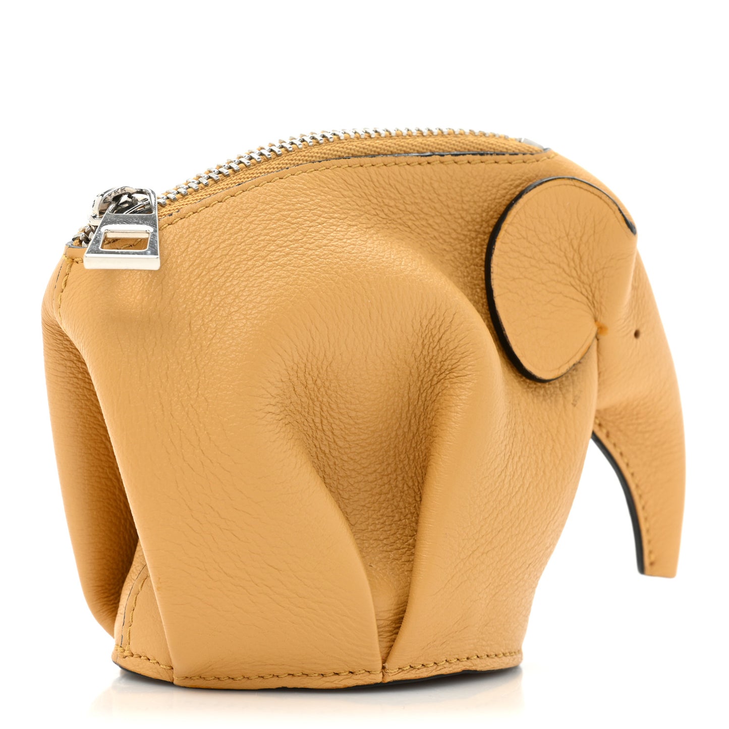 Calfskin Elephant Coin Purse Bag Charm Key Holder Orange