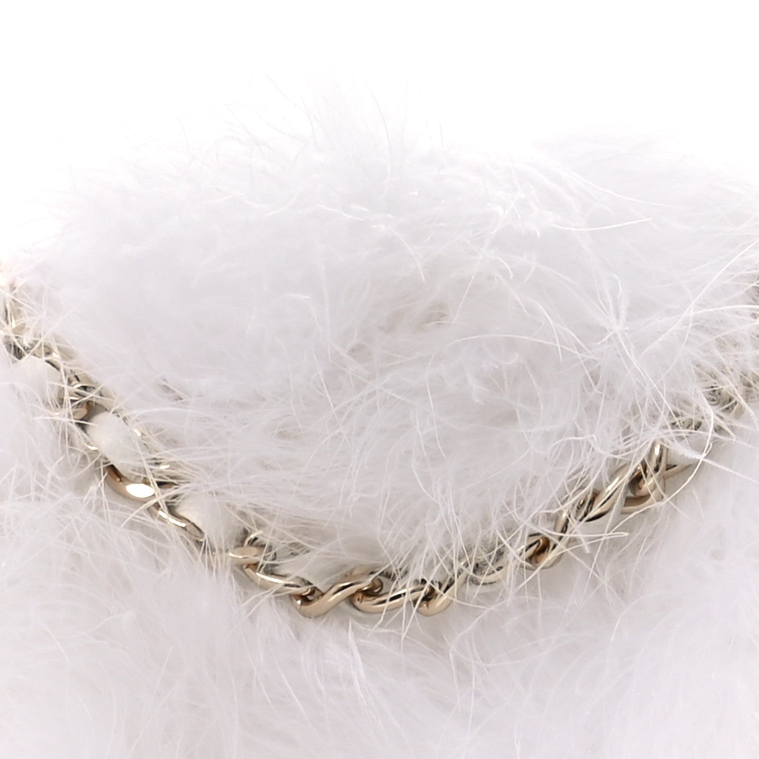 Chanel Lambskin Fur Quilted Round Clutch With Chain Ivory 9 of 11