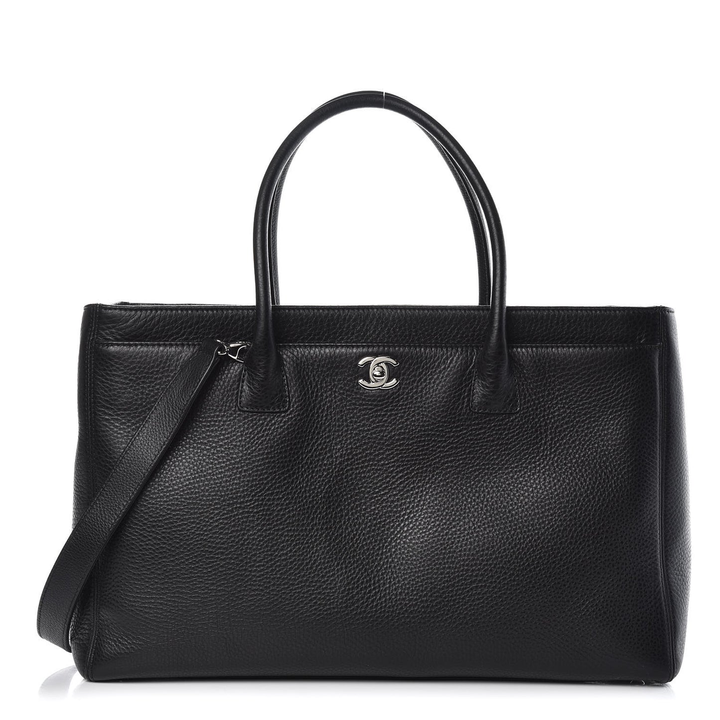 Calfskin Cerf Executive Shopper Tote Black