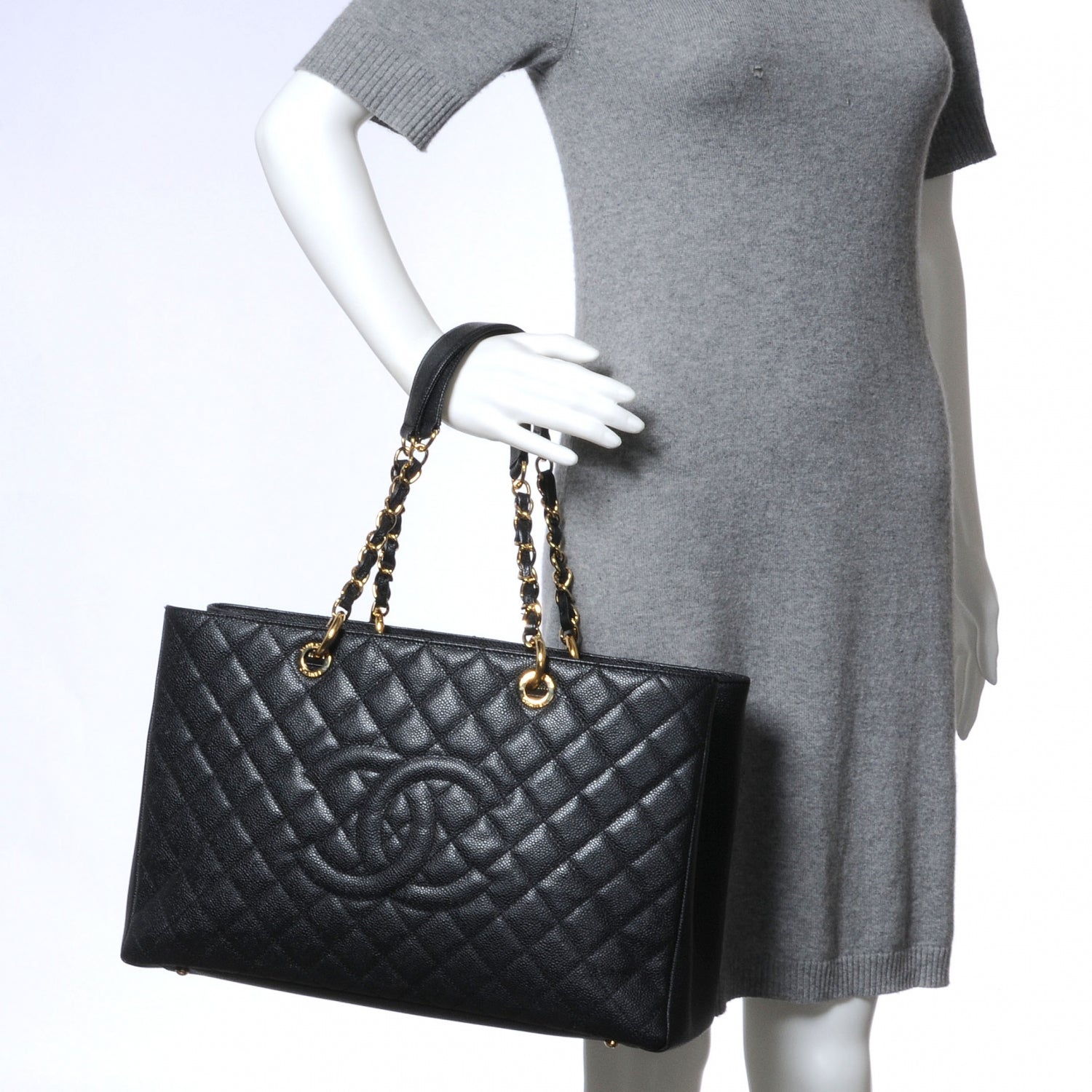 Chanel Caviar Quilted XL Grand Shopping Tote GST Black 2 of 7