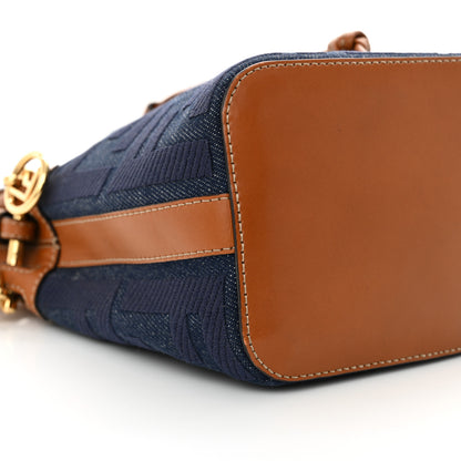 Fendi Denim Vitello King F is Fendi FF Embroidered Mini Mon Tresor Bucket Bag Blue Cuoio 9 of 10