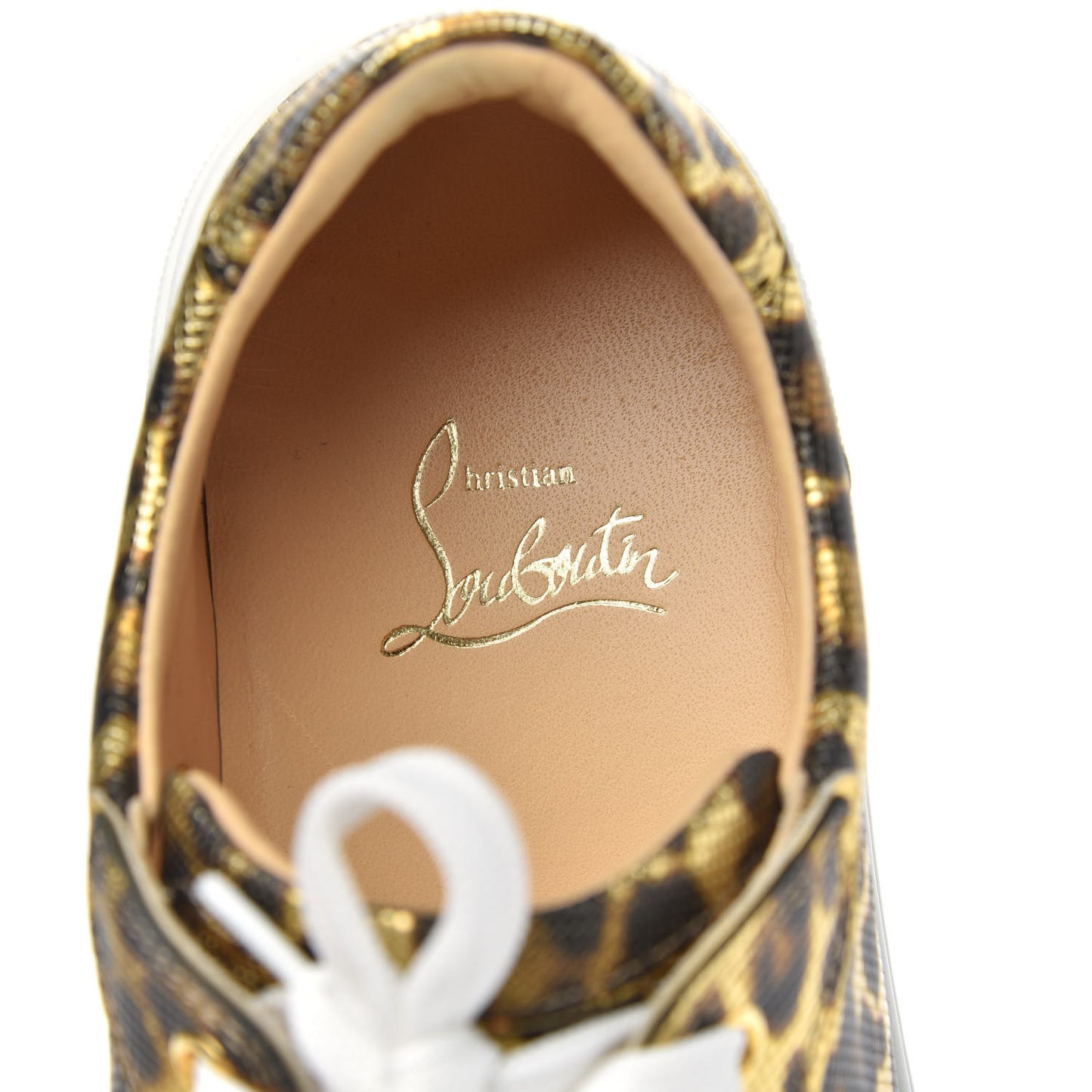 Calfskin Coins Leopard Womens Vieirissima Flat Sneakers 38.5 Gold