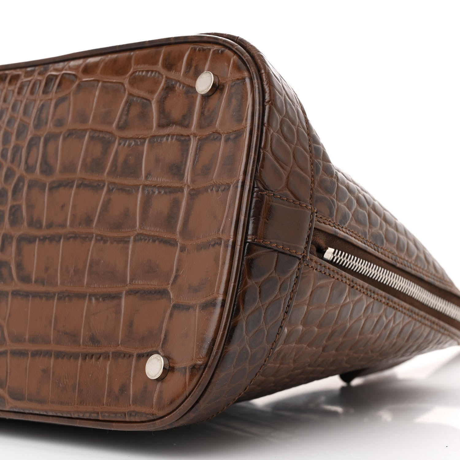 Burberry Crocodile Embossed Calfskin Large Bowler Bag Brown 10 of 11