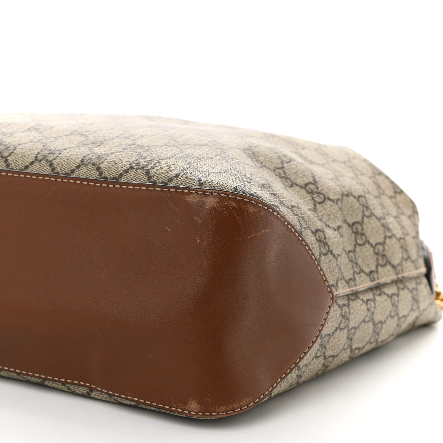GG Supreme Monogram Large Linea A Hobo Light Brown