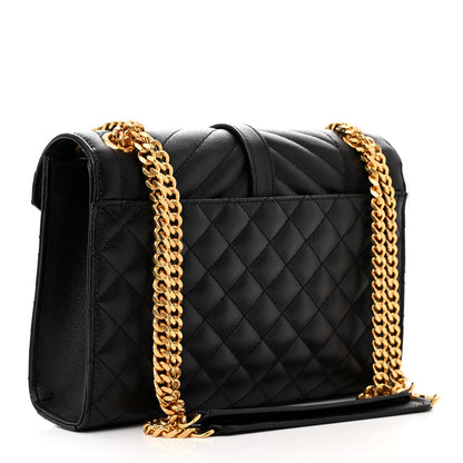 Saint Laurent Grain De Poudre Textured Mixed Matelasse Triquilt Medium Monogram Satchel Black 3 of 9