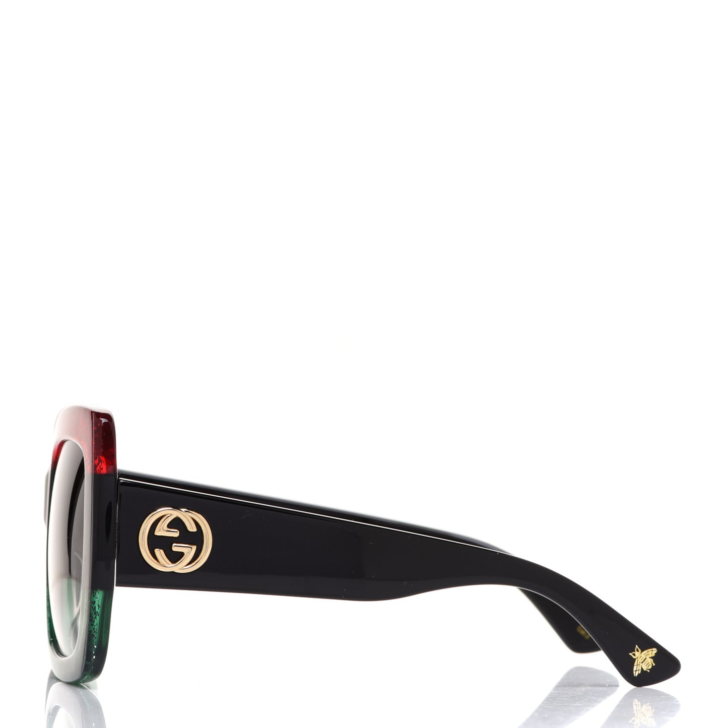 Acetate Square Frame Sunglasses GG0083S Glitter Red Black Green
