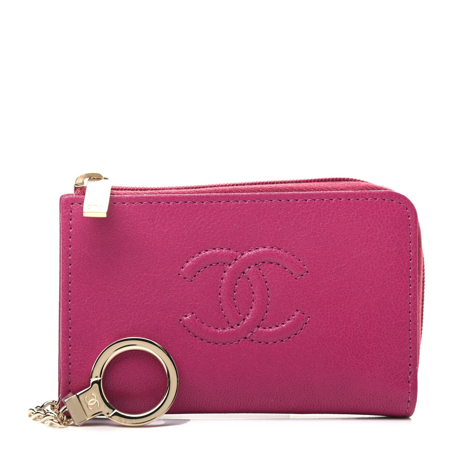 Chanel Calfskin Chain CC Key Holder Case Dark Pink 1 of 7