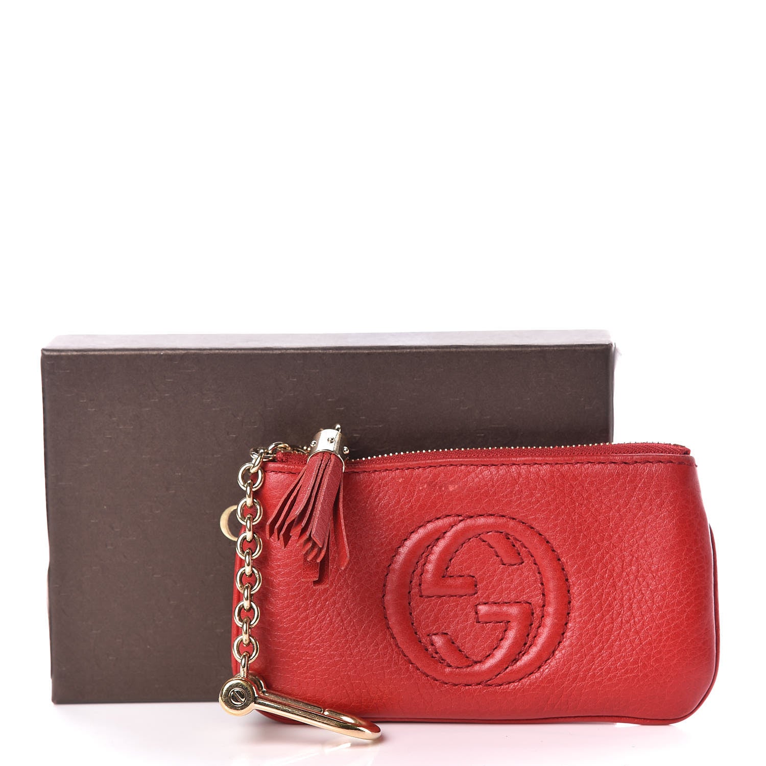Gucci Pebbled Calfskin Soho Key Case Red 9 of 9