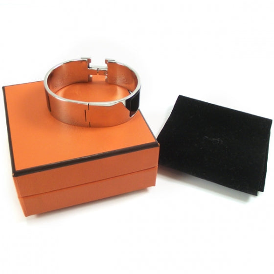 Hermes Enamel Clic Clac H Bracelet Wide PM Black 3 of 5