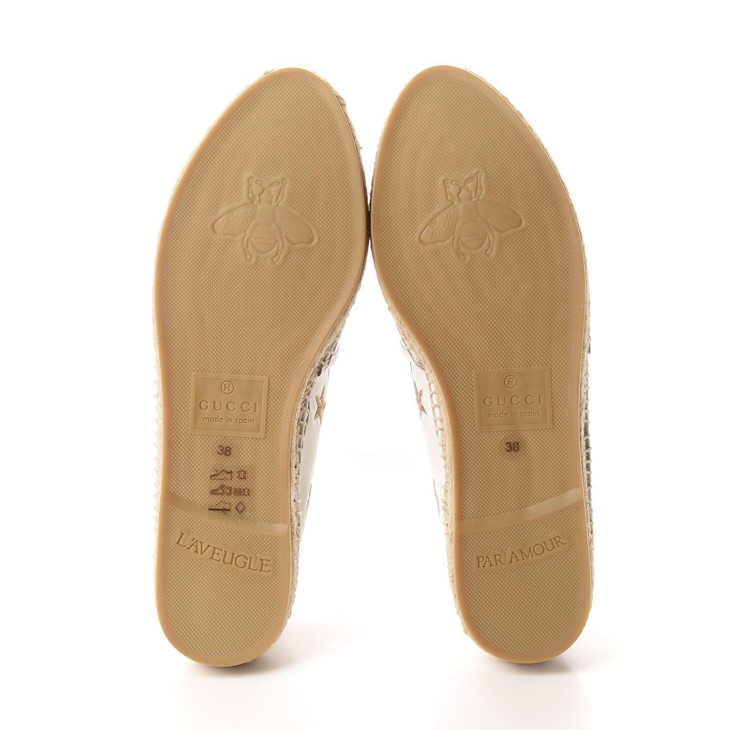 Gucci Calfskin Bee Star Embroidered Espadrilles 38 White 6 of 10