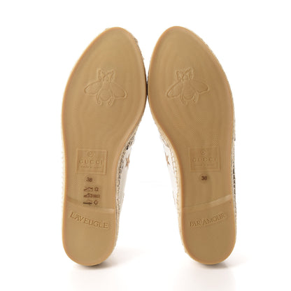 Gucci Calfskin Bee Star Embroidered Espadrilles 38 White 6 of 10