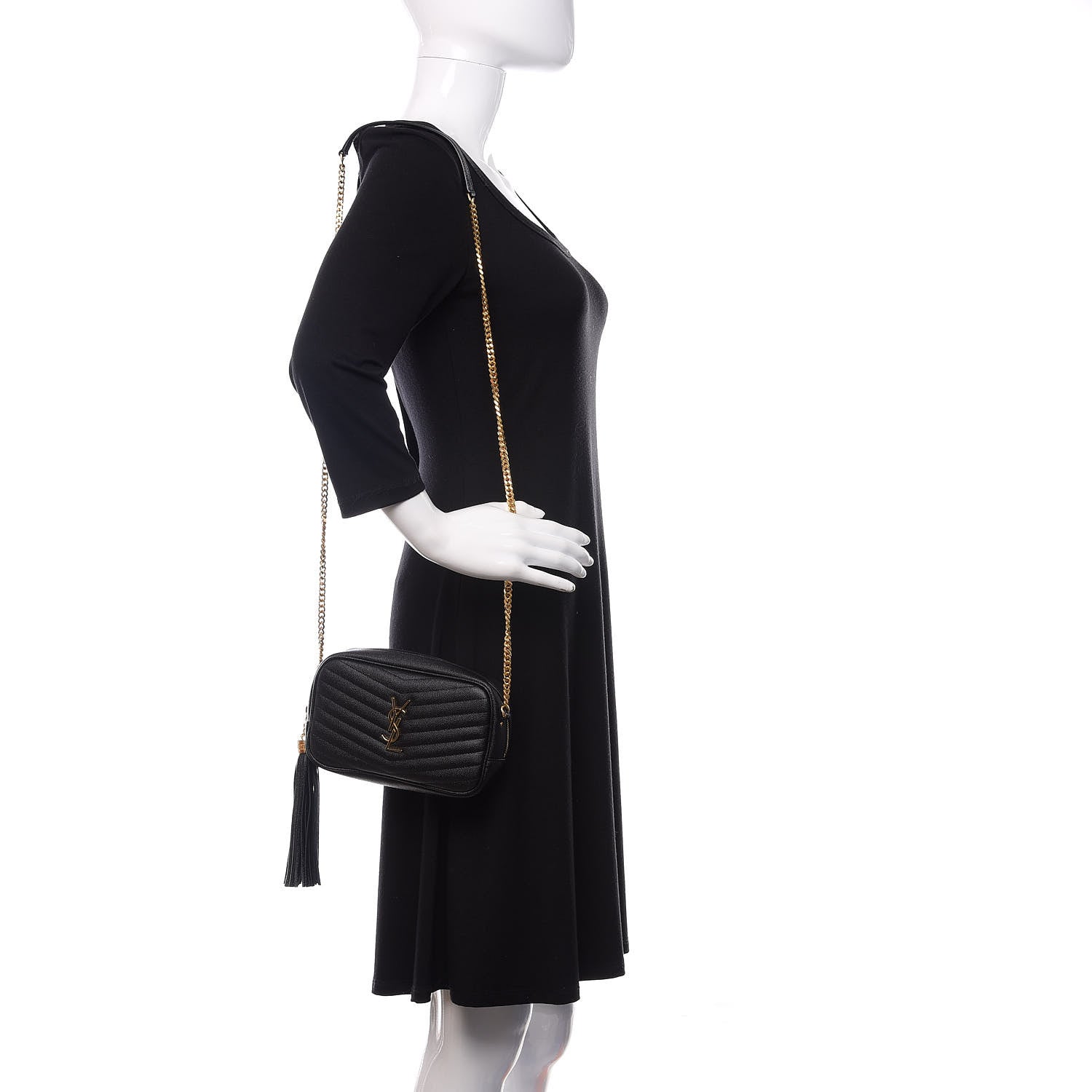 Saint Laurent Grain De Poudre Matelasse Monogram Mini Lou Camera Bag Black 2 of 13