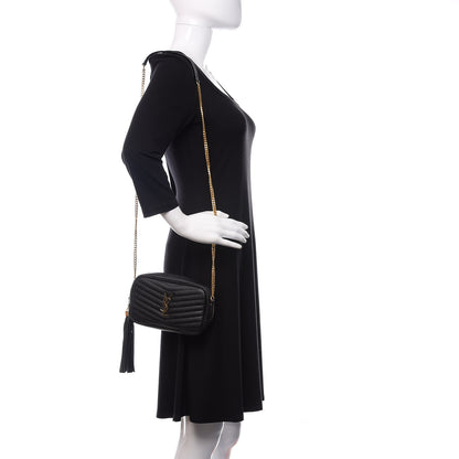 Saint Laurent Grain De Poudre Matelasse Monogram Mini Lou Camera Bag Black 2 of 13