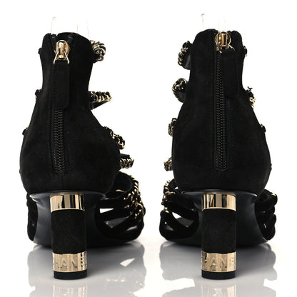 Chanel Kid Suede Chain CC Sandals 39 Black 5 of 11