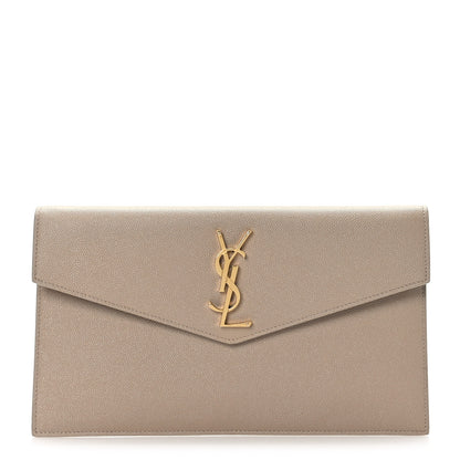 Saint Laurent Grain De Poudre Uptown Pouch Dark Beige 1 of 7