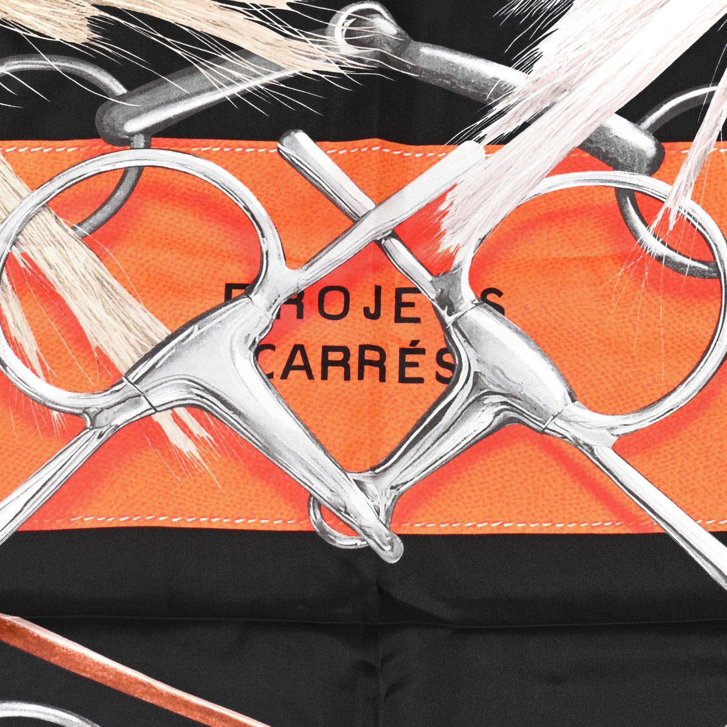 Hermes Silk Projets Carres Scarf 140 Black Orange Brun 3 of 6