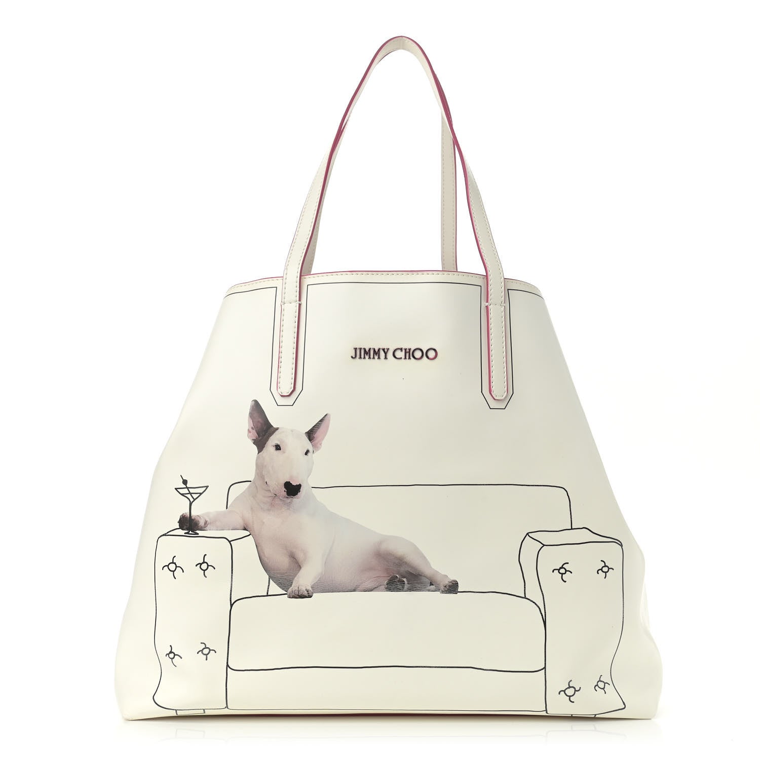 Jimmy Choo Canvas English Bull Terrier Print Medium Sara Tote White Multicolor 3 of 12