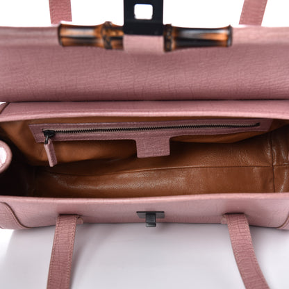 Gucci Calfskin Bamboo Bullet Satchel Carmine Rose 5 of 11
