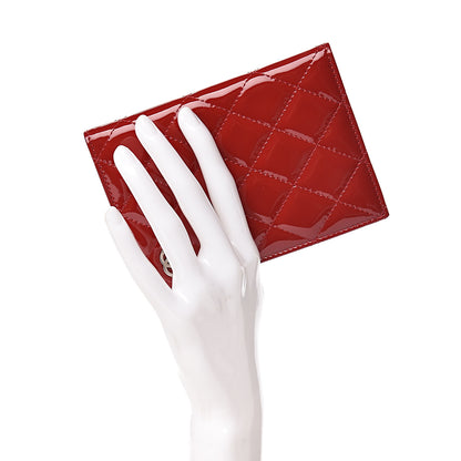 Chanel Patent Calfskin Quilted Passport Holder Red 2 of 9