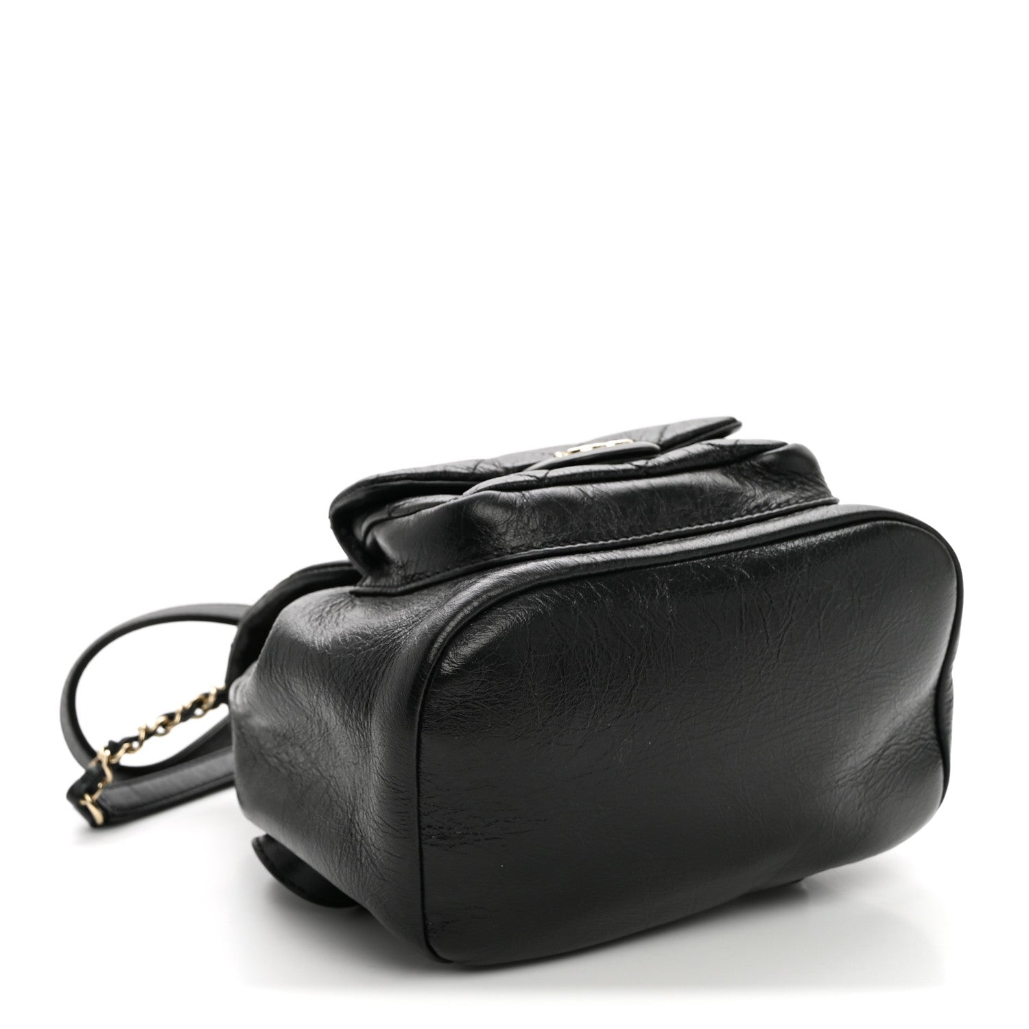 Chanel Glazed Aged Calfskin Quilted Small Duma Drawstring Backpack Black 4 of 10