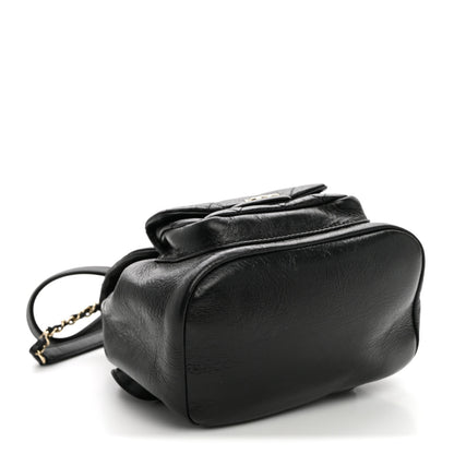 Chanel Glazed Aged Calfskin Quilted Small Duma Drawstring Backpack Black 4 of 10