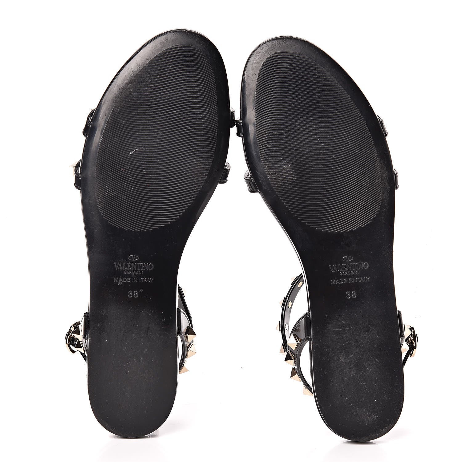 Valentino Garavani PVC Rockstud T-Strap Caged Flat Sandals 38 Black 5 of 8
