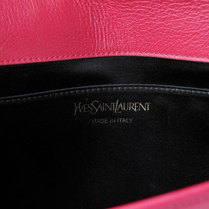 Saint Laurent Calfskin Monogram Large Belle De Jour Clutch Lipstick Fuchsia 6 of 7