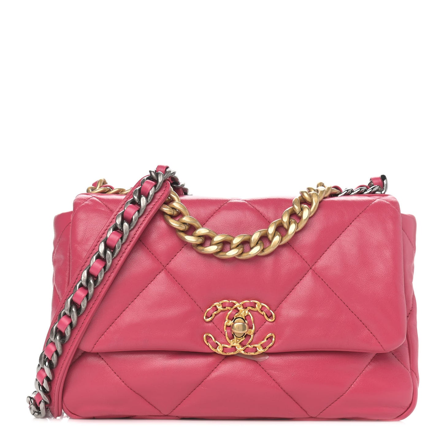 Lambskin Quilted Medium Chanel 19 Flap Dark Pink