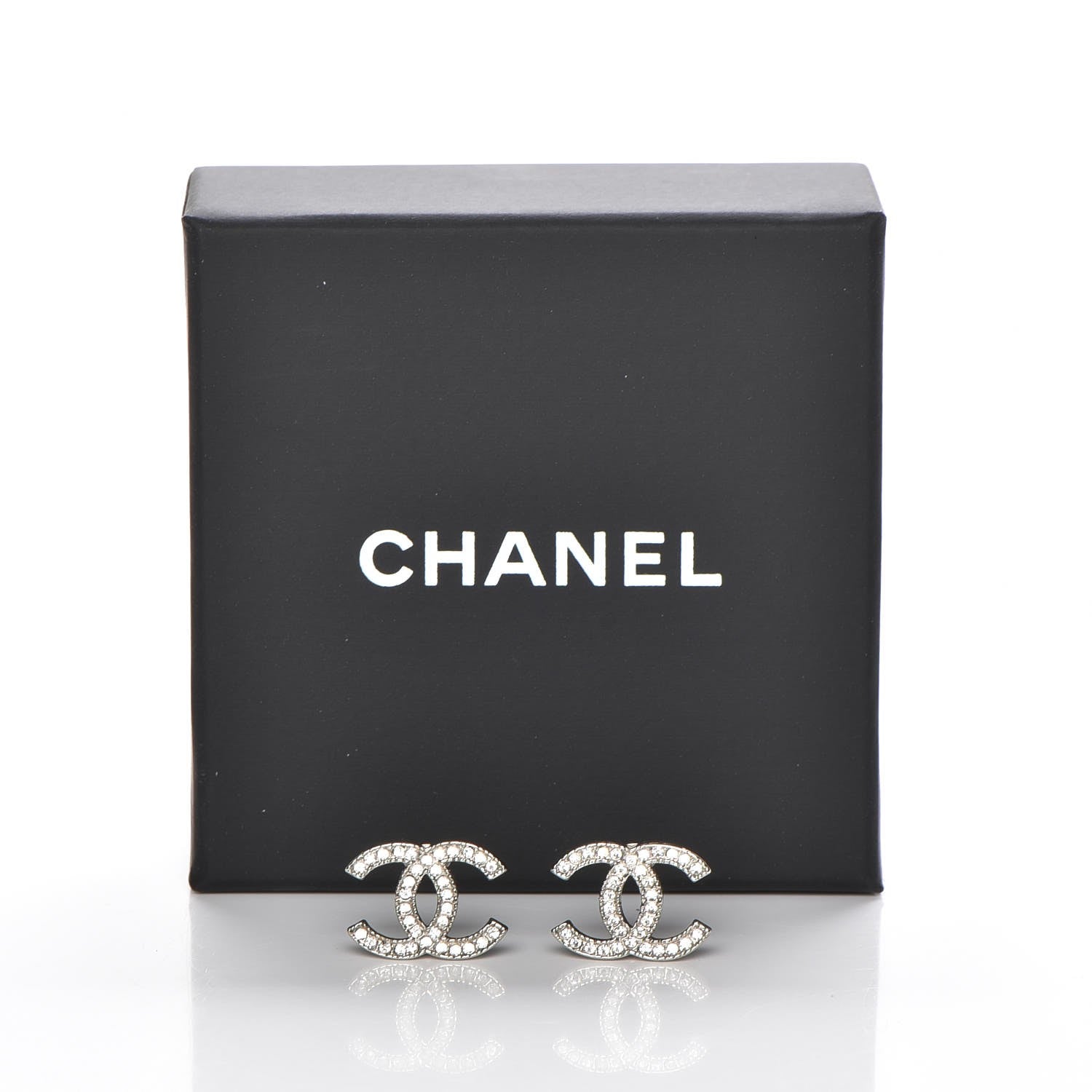 Chanel Crystal CC Earrings Silver 5 of 5