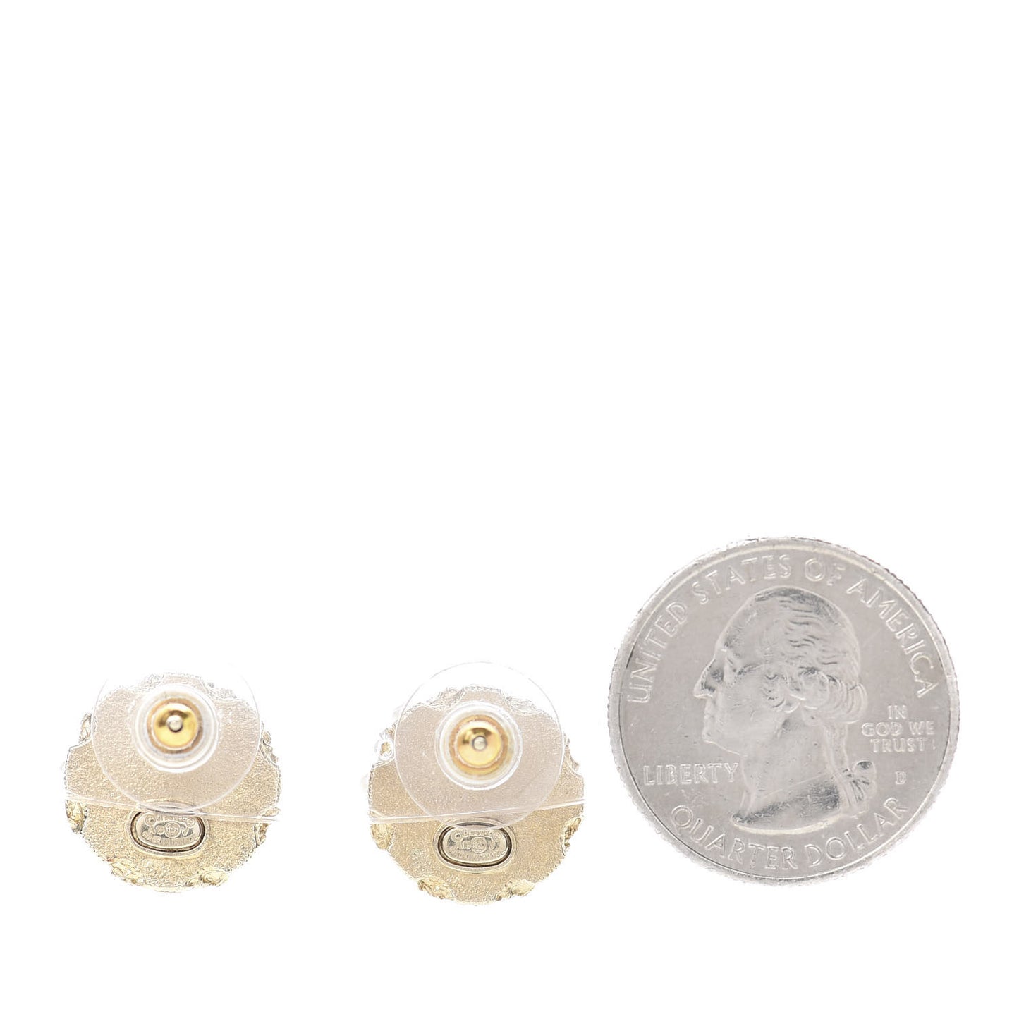 Pearl CC Round Earrings Light Gold