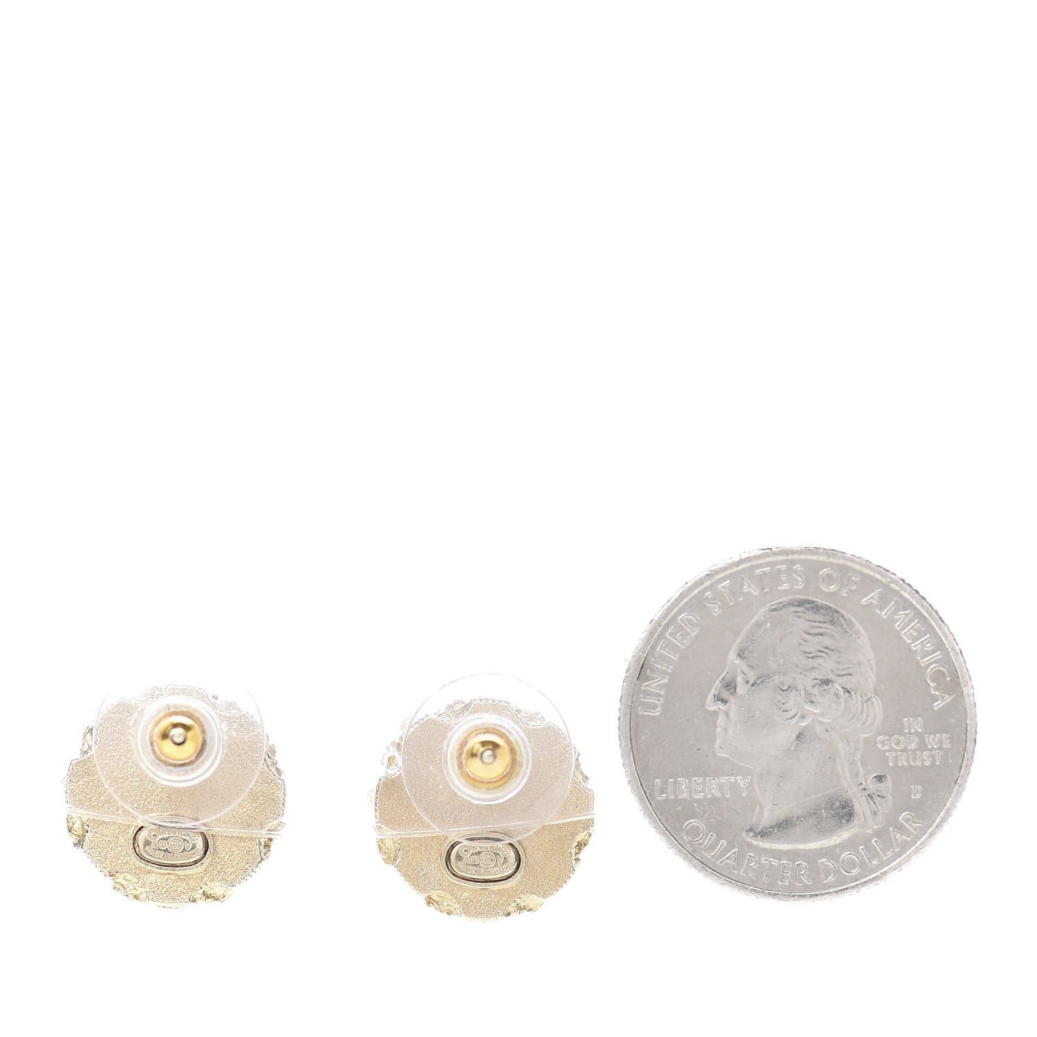 Chanel Pearl CC Round Earrings Light Gold 2 of 4