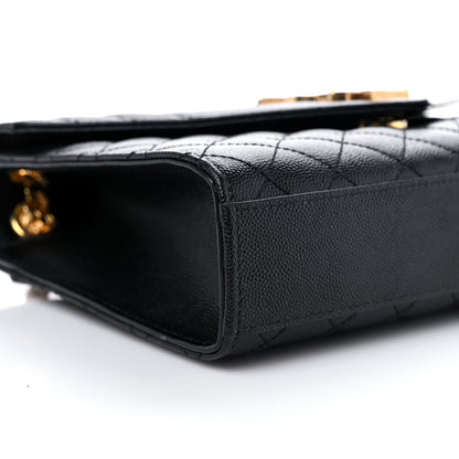 Saint Laurent Grain De Poudre Textured Mixed Matelasse Triquilt Medium Monogram Satchel Black 8 of 14