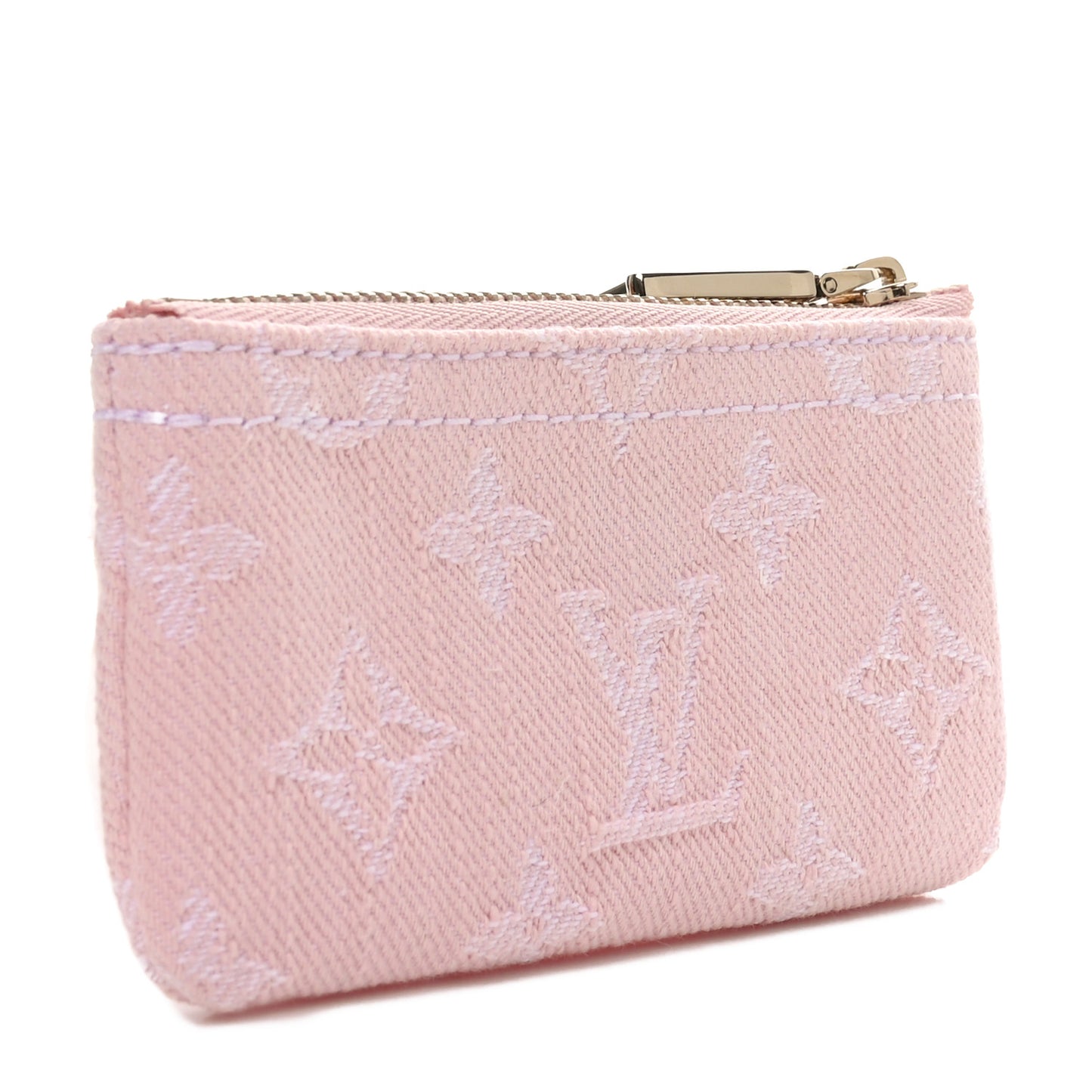 Monogram Denim Key Pouch Washed Pink