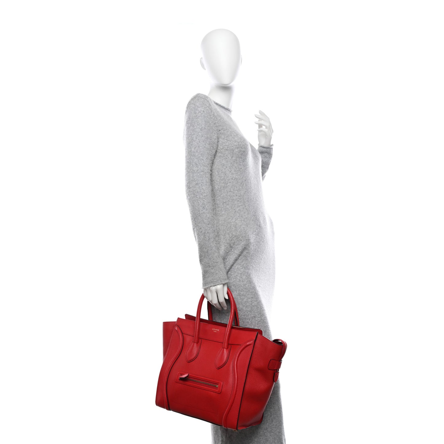 Drummed Calfskin Mini Luggage Red