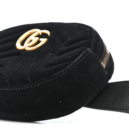 Gucci Velvet Matelasse GG Marmont Belt Bag 75 30 Black 10 of 13