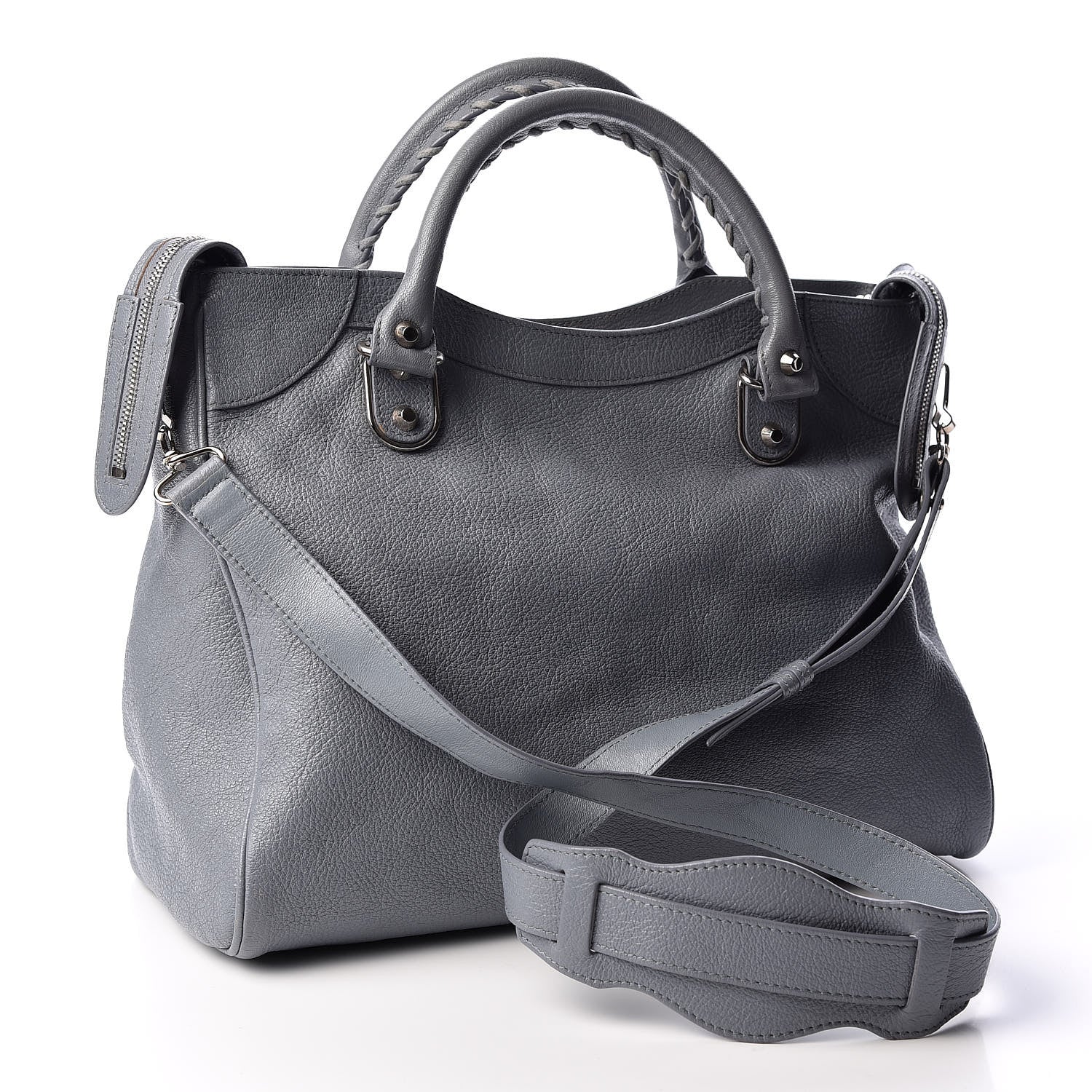 Balenciaga Chevre Silver Metallic Edge Hardware Velo Bleu Acier 2 of 9