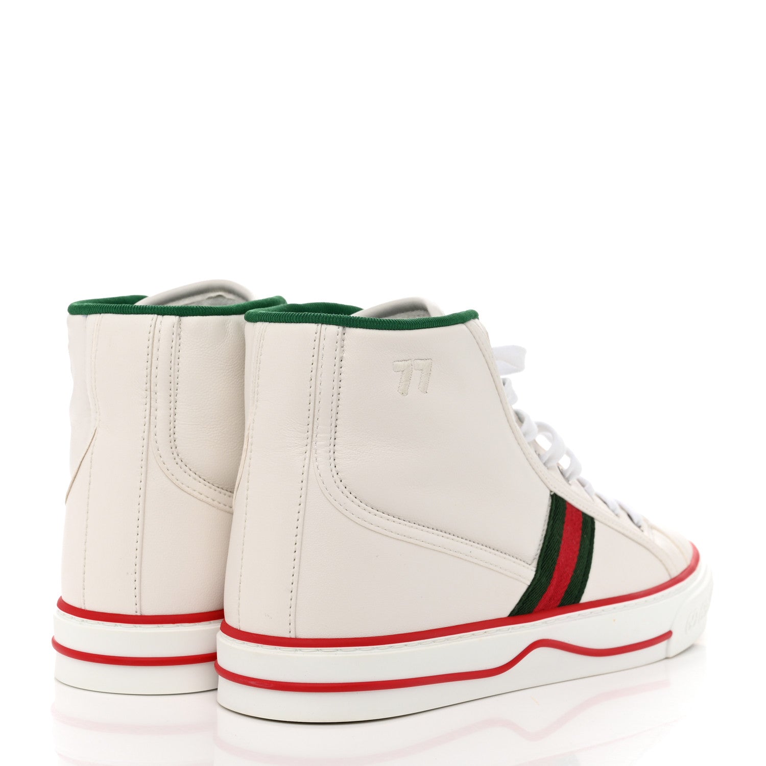 Gucci Calfskin Web Womens 1977 Tennis High Top Sneakers 40.5 White 4 of 8