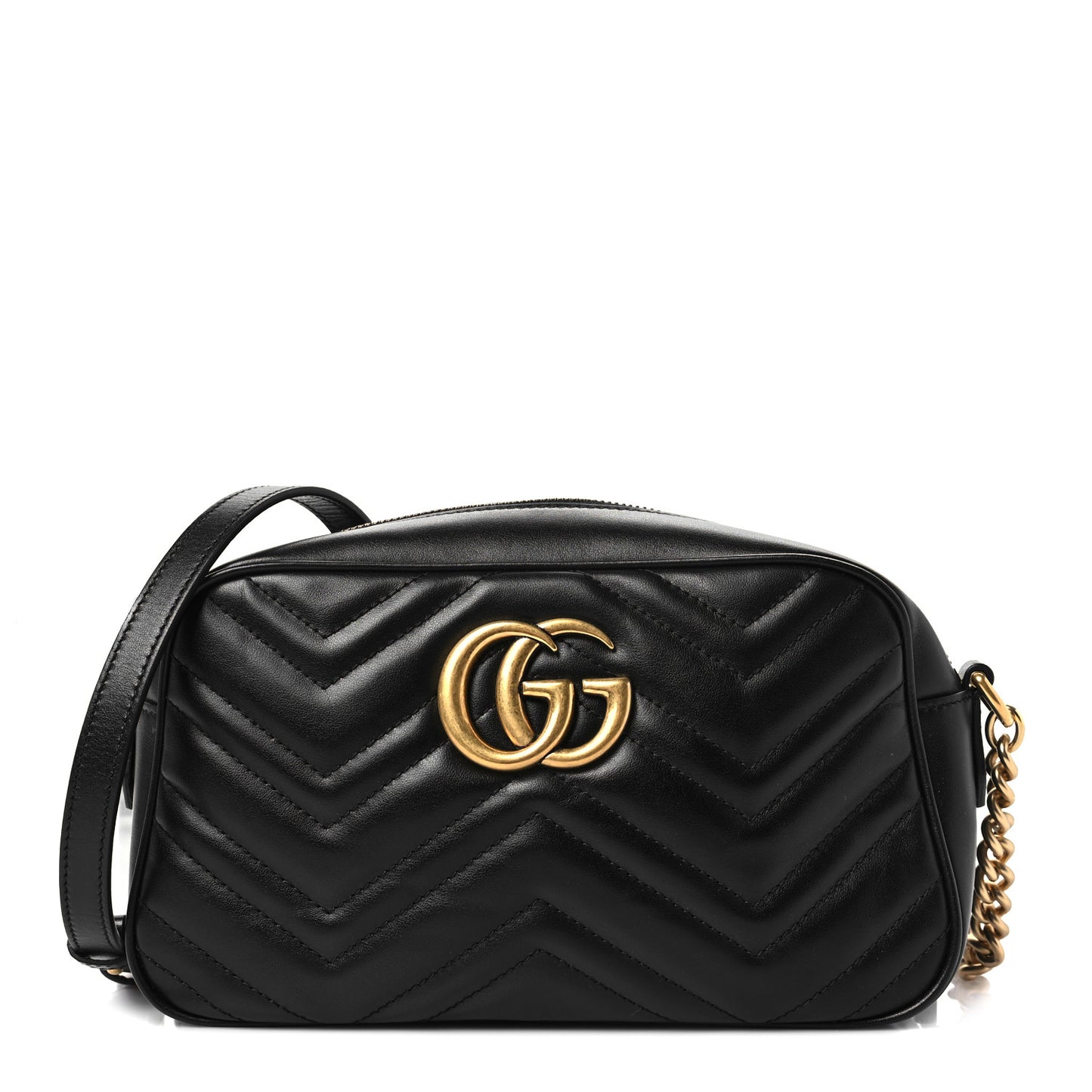 Calfskin Matelasse Small GG Marmont Chain Shoulder Bag Black
