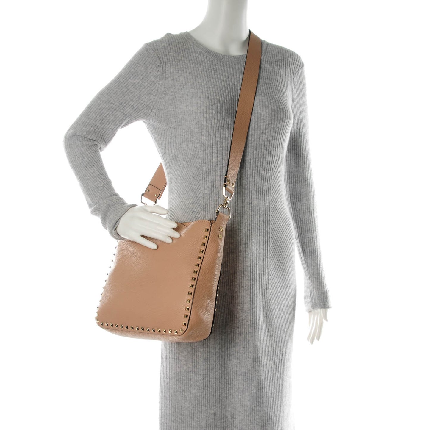Pebbled Calfskin Small Rockstud Flip-Lock Messenger Bag Skin Sorbet