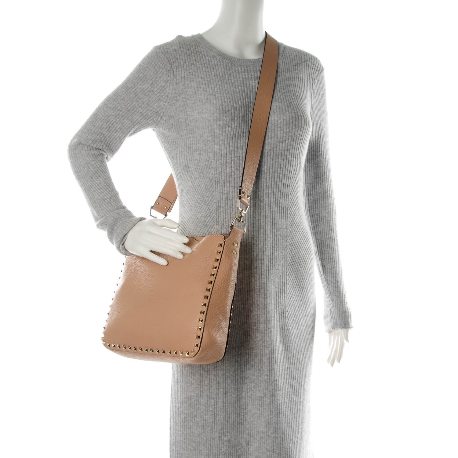 Valentino Garavani Pebbled Calfskin Small Rockstud Flip-Lock Messenger Bag Skin Sorbet 2 of 7